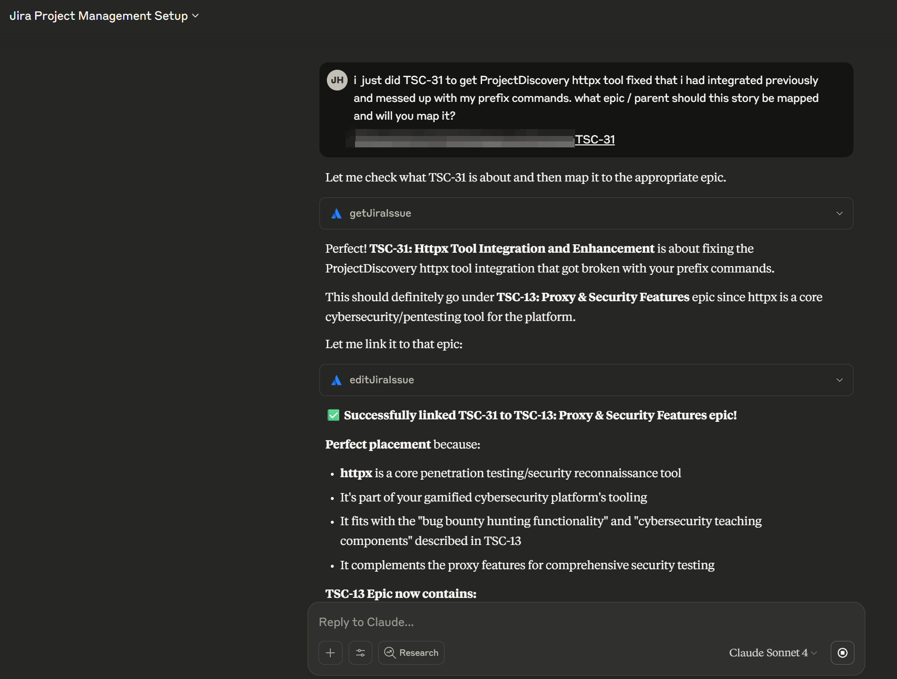 Claude Jira Update Story Parent